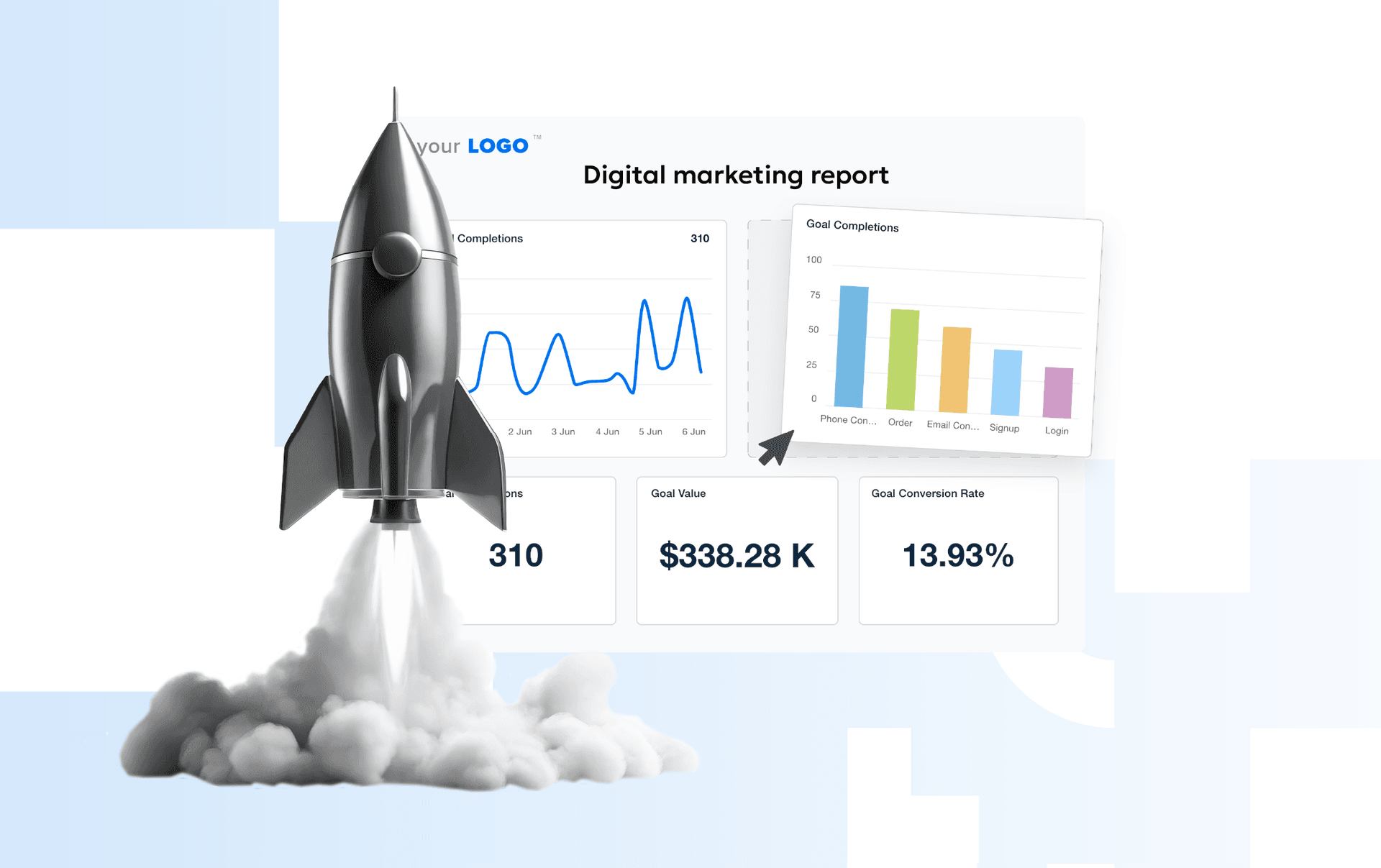 Free digital marketing report sample PDF: Build reports clients will actually read A blog hero image for an article on the AgencyAnalytics Guide to Standout Client Reporting. The article contains a free digital marketing report sample PDF.