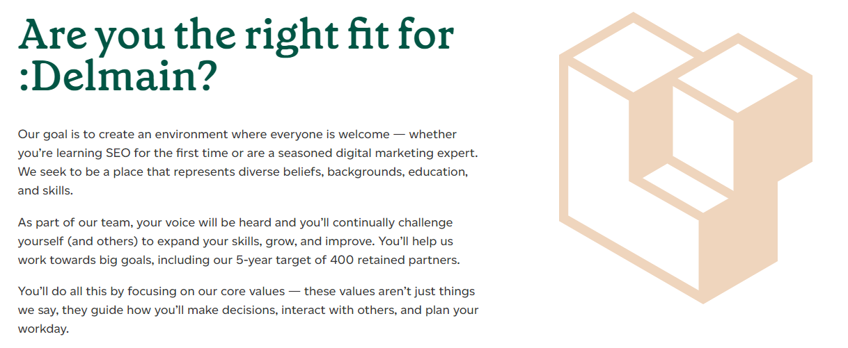 recruitment marketing example from a careers page  recruitment marketing example from a careers page