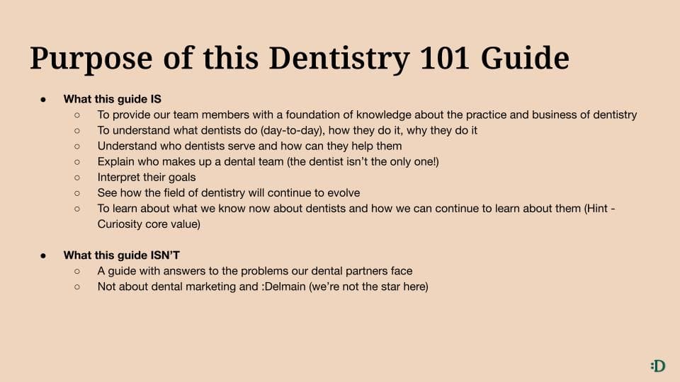 a sample of :Delmain's dental 101 training for agency employees a sample of :Delmain's dental 101 training for agency employees