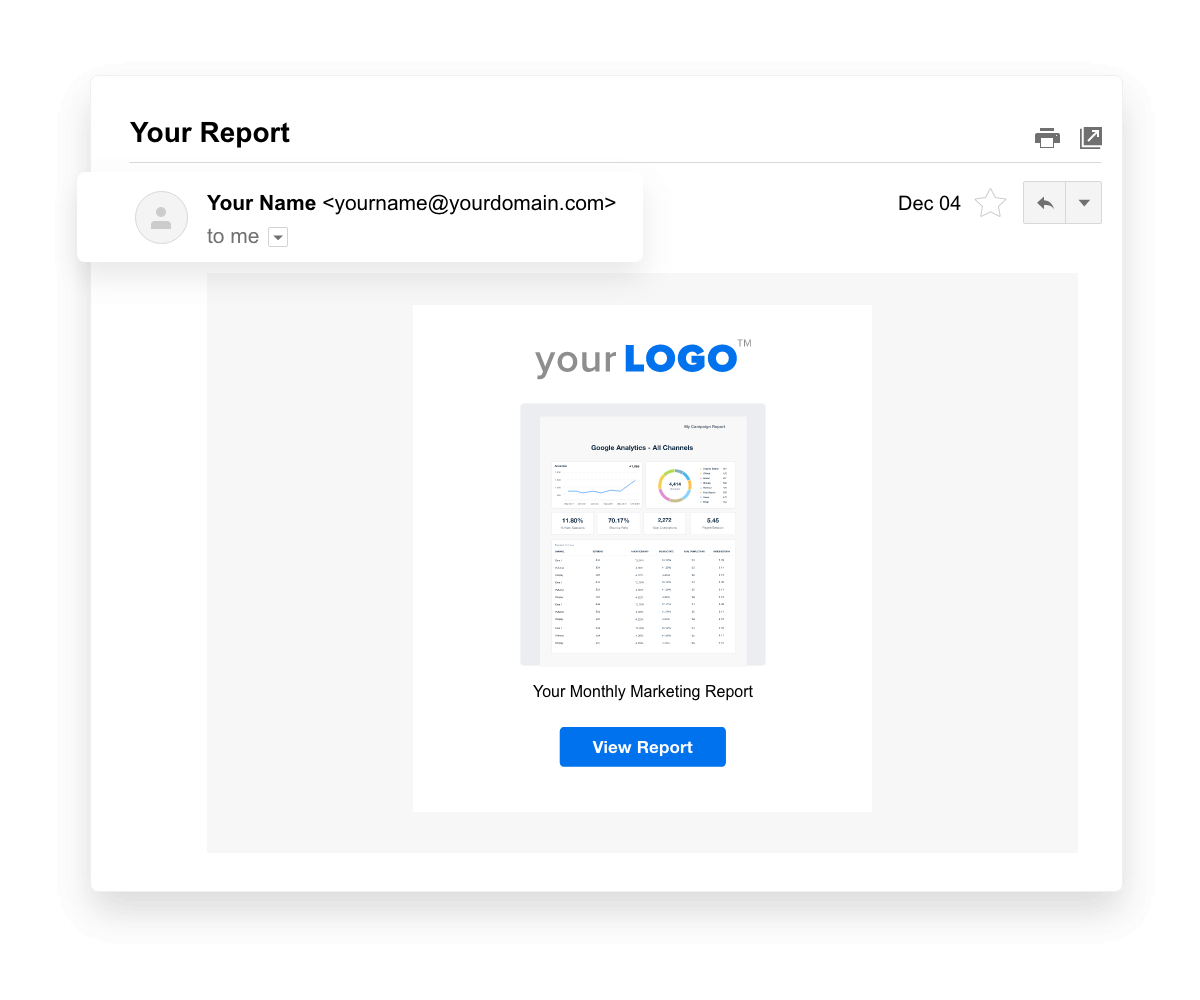 Senden Sie Marketingberichte über die E-Mail-Domain Ihrer Agentur