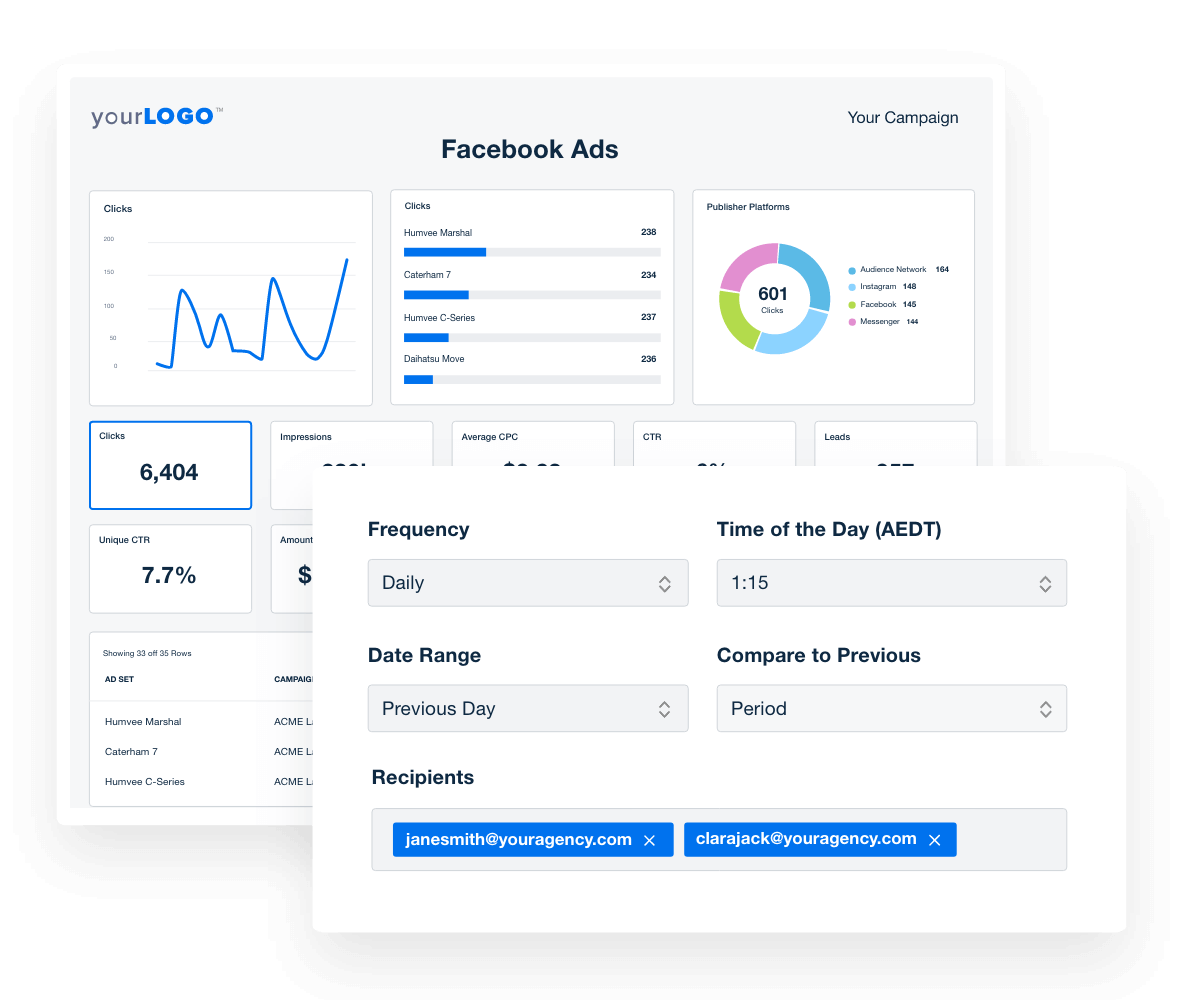 An Example of the Facebook Ads Automated Report Scheduling Options