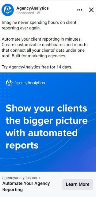 AgencyAnalytics Facebook Mobile Feed Ad