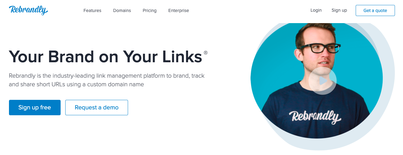 Rebrandly link shortener homepage screenshot