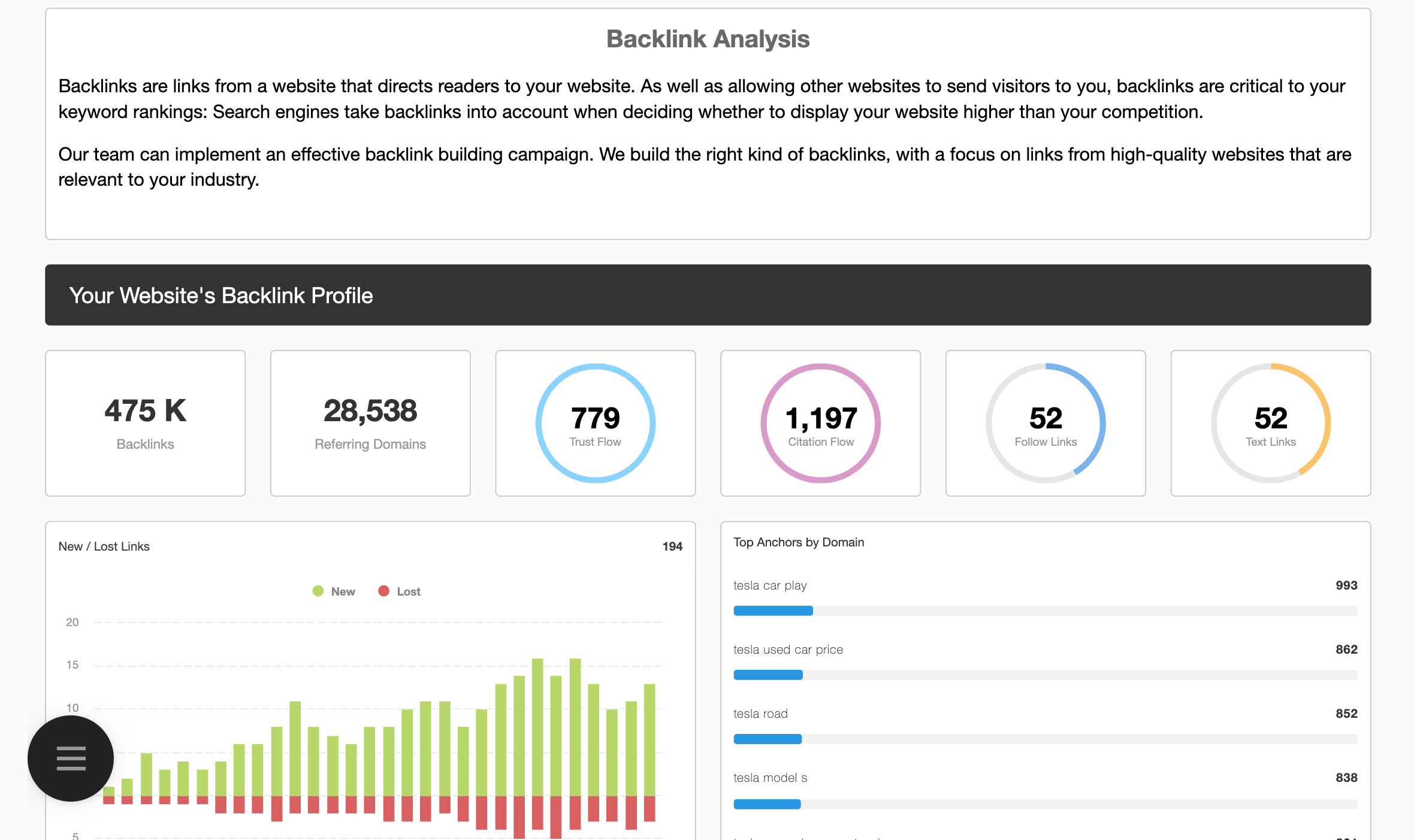 Proposal Template - Backlink Overview Section