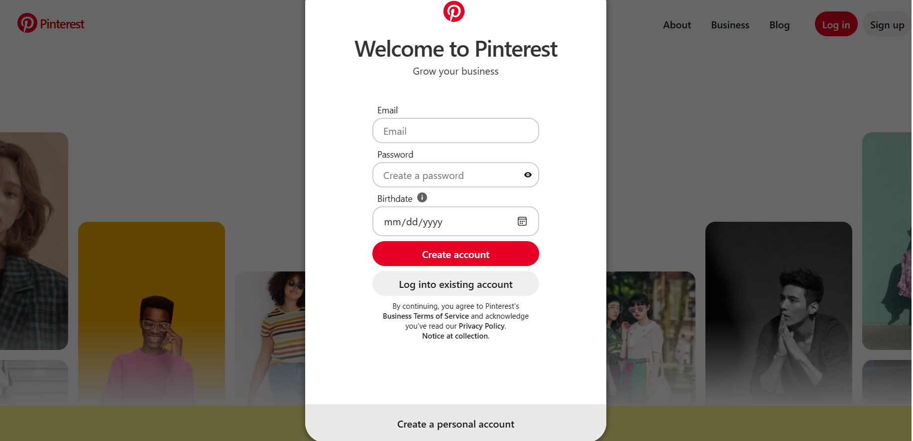 Pinterest Signup Homepage Pinterest Signup Homepage