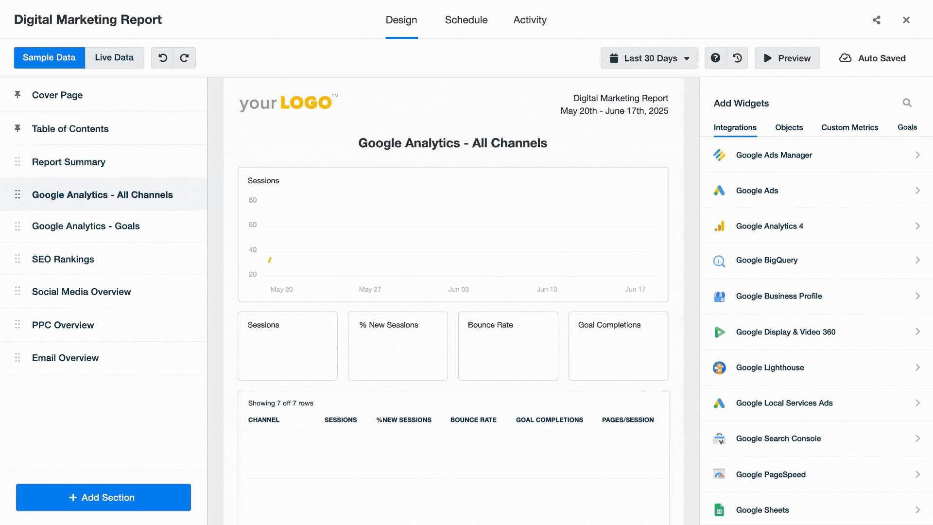 An animated gif showing the automated digital marketing reporting platform in action.  An animated gif showing the automated digital marketing reporting platform in action.