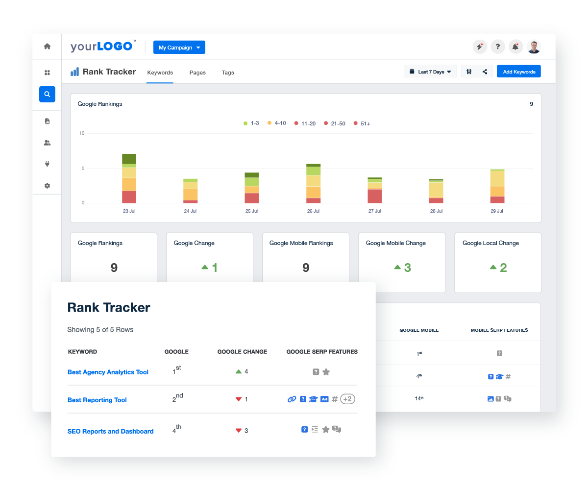 Screenshot of AgencyAnalytics rank tracker