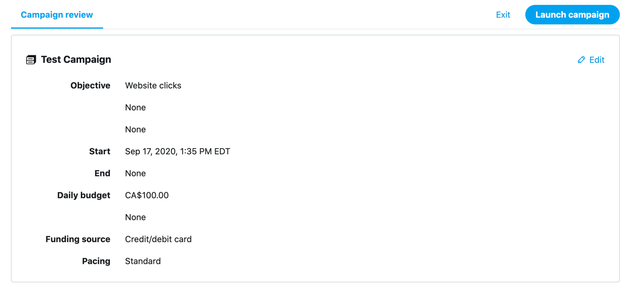 Twitter Ads Campaign Review Screenshot Twitter Ads Campaign Review Screenshot