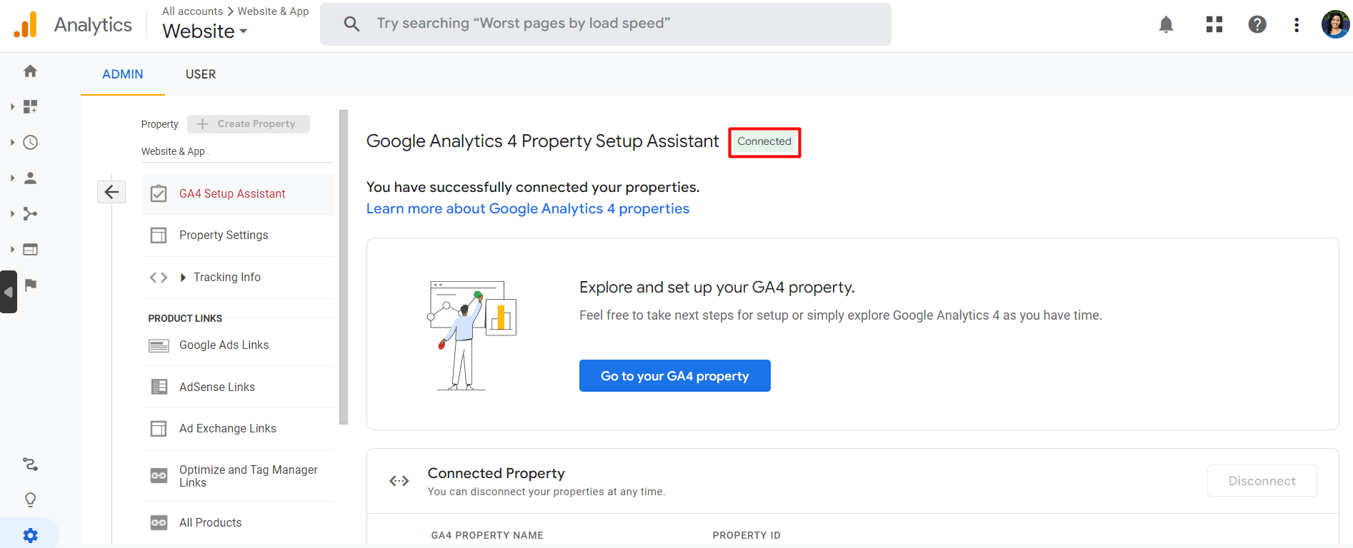 Google Analytics - Property Connected