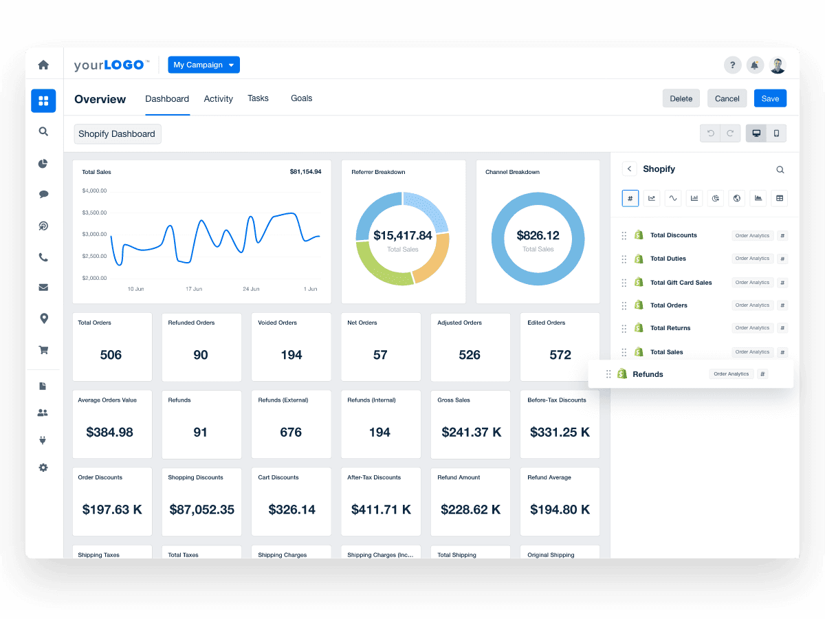 Shopify Drag-and-Drop Custom Dashboard Template Builder Shopify Drag-and-Drop Custom Dashboard Template Builder
