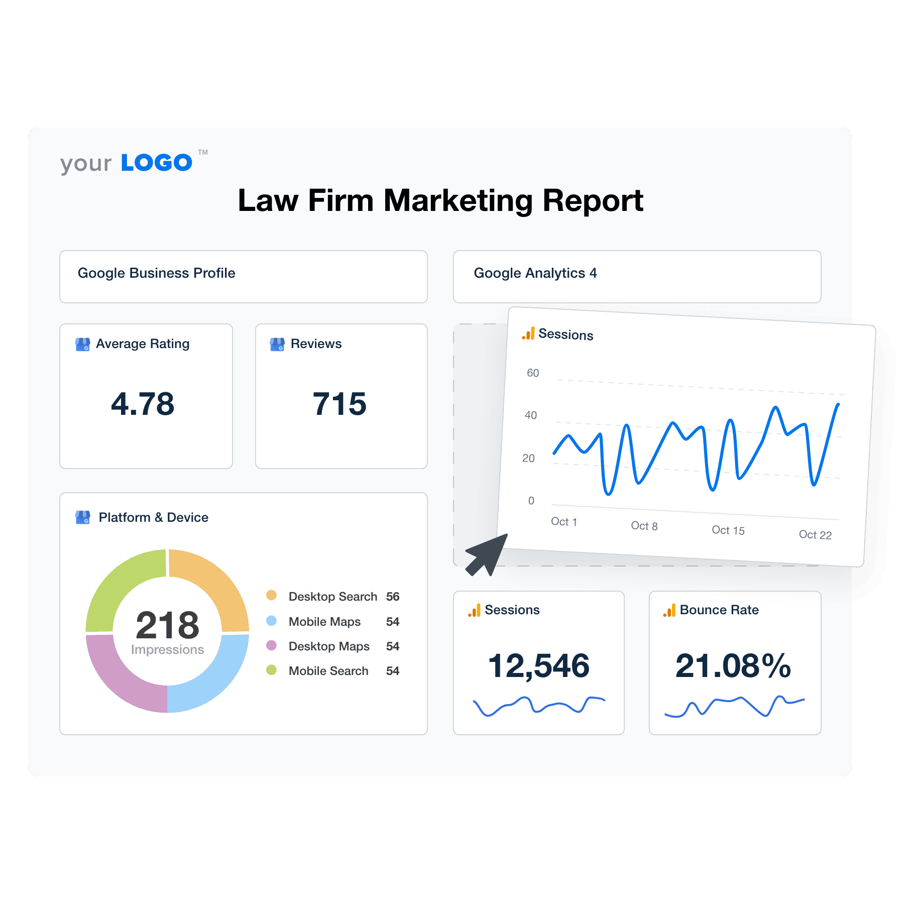 An illustration of the law firm marketing drag-and-drop report builder
