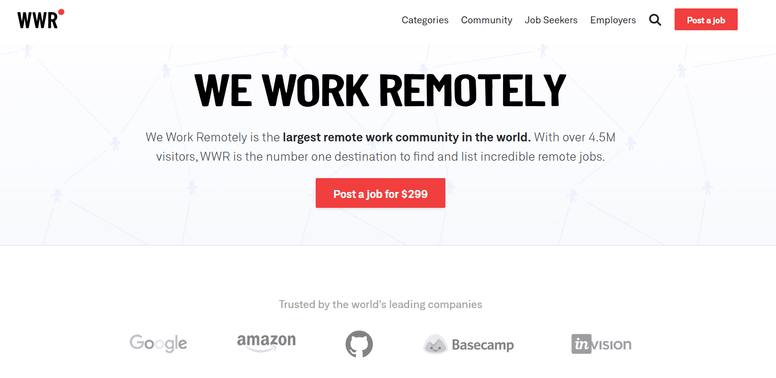 We Work Remotely Homepage