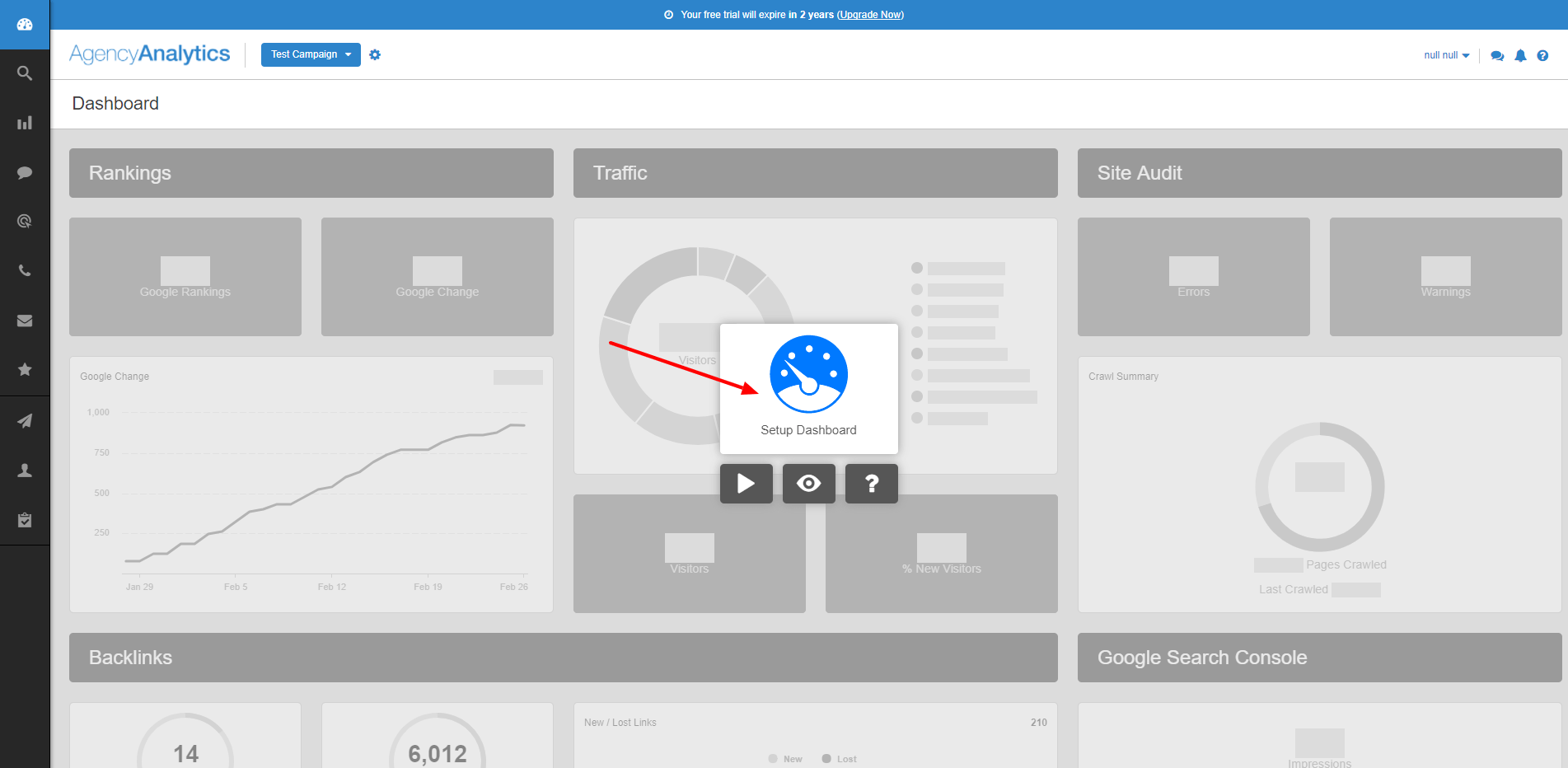 Setup new dashboard AgencyAnalytics