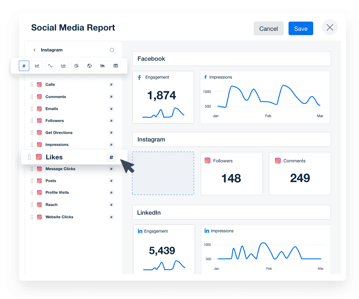 A screenshot highlighting influence metrics available in AgencyAnalytics