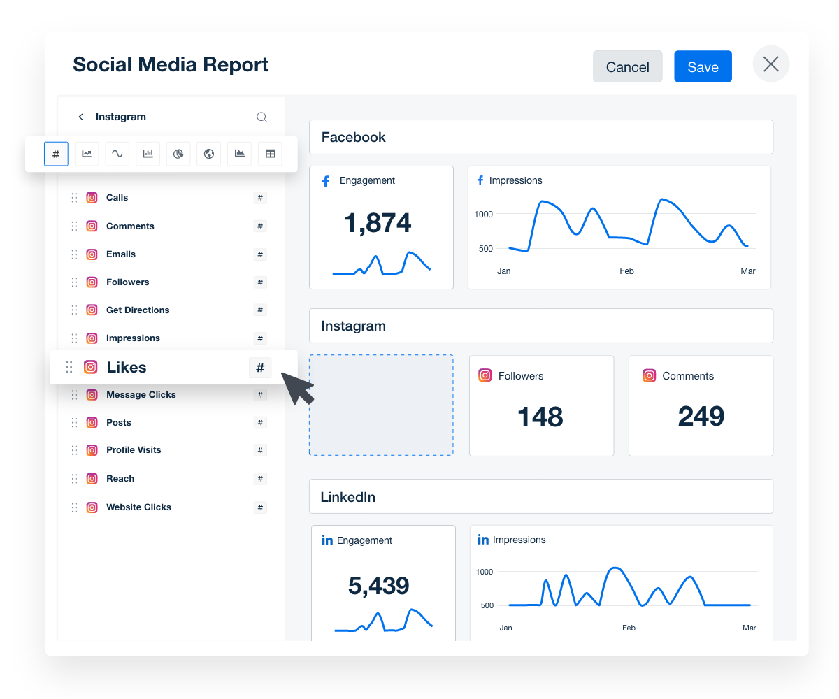 A screenshot highlighting influence metrics available in AgencyAnalytics