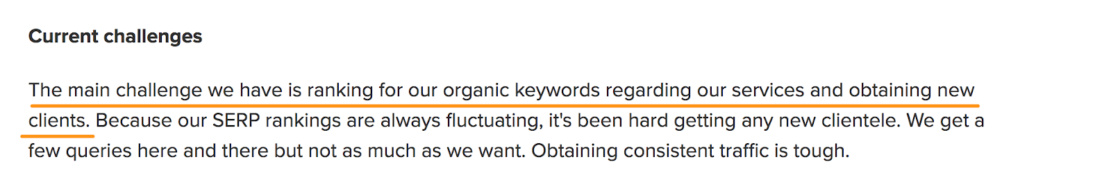 Current challenges: ranking organic keywords Current challenges: ranking organic keywords