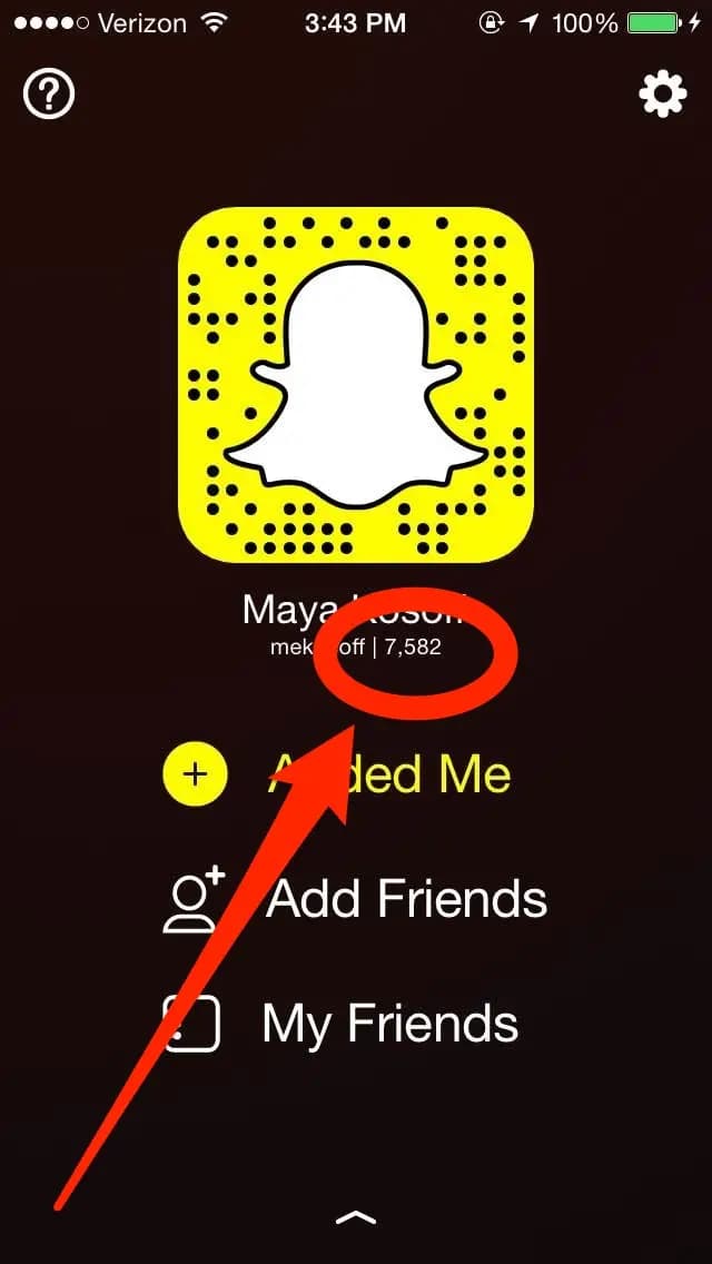 Snapchat score example