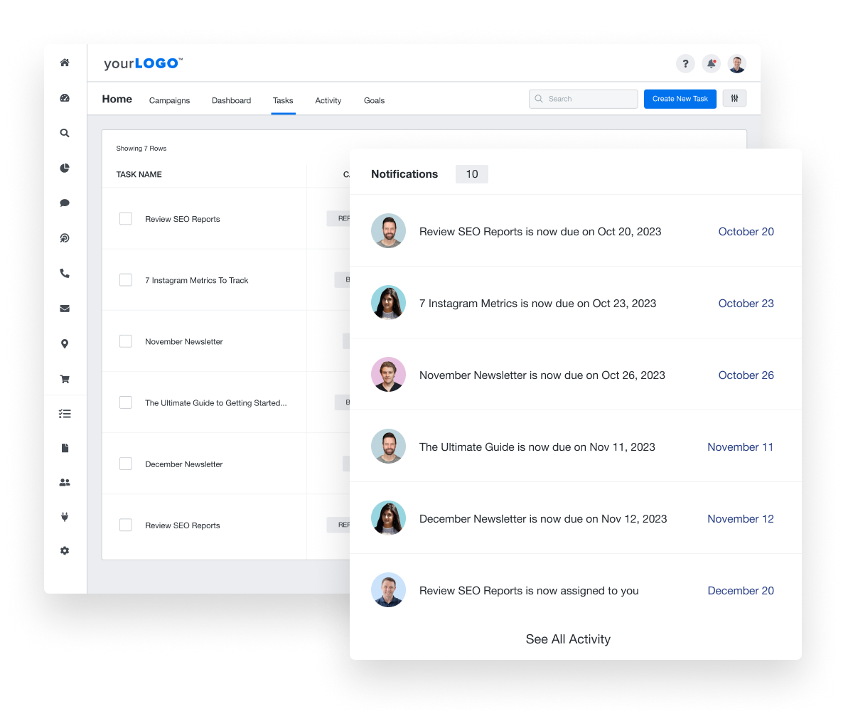 A screenshot of team member task assignment settings in AgencyAnalytics