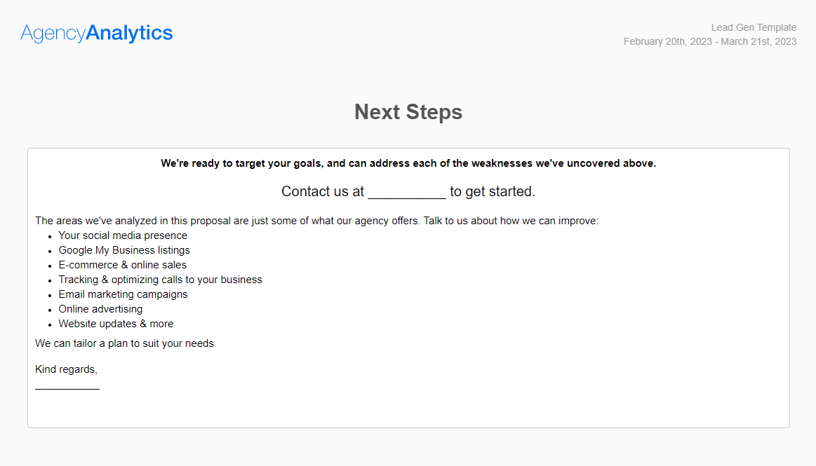 AgencyAnalytics - Proposal Template - Next Steps AgencyAnalytics - Proposal Template - Next Steps