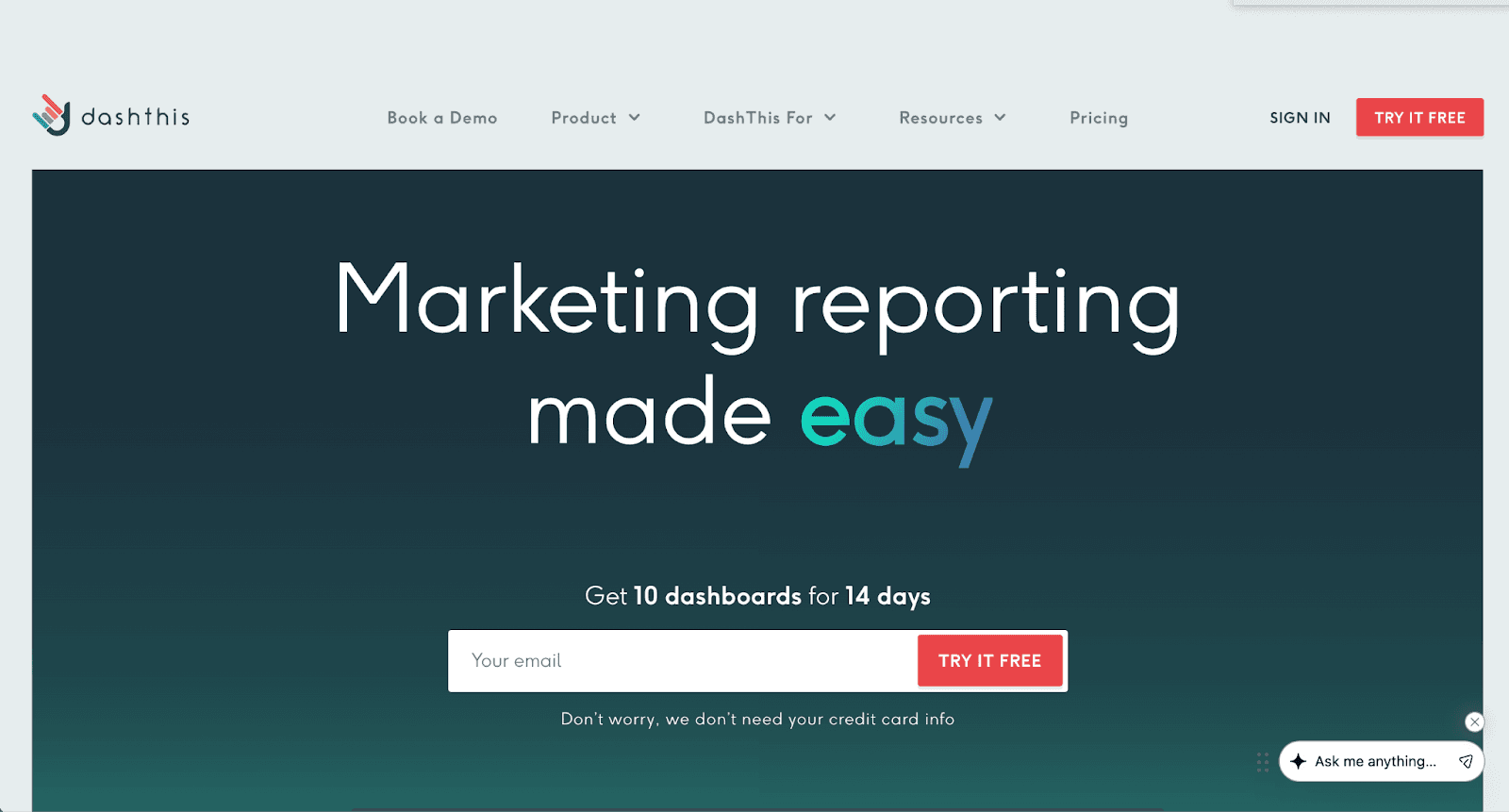 DashThis homepage DashThis homepage