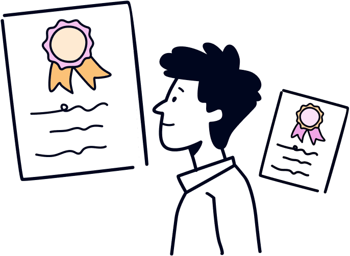 Person with certificates