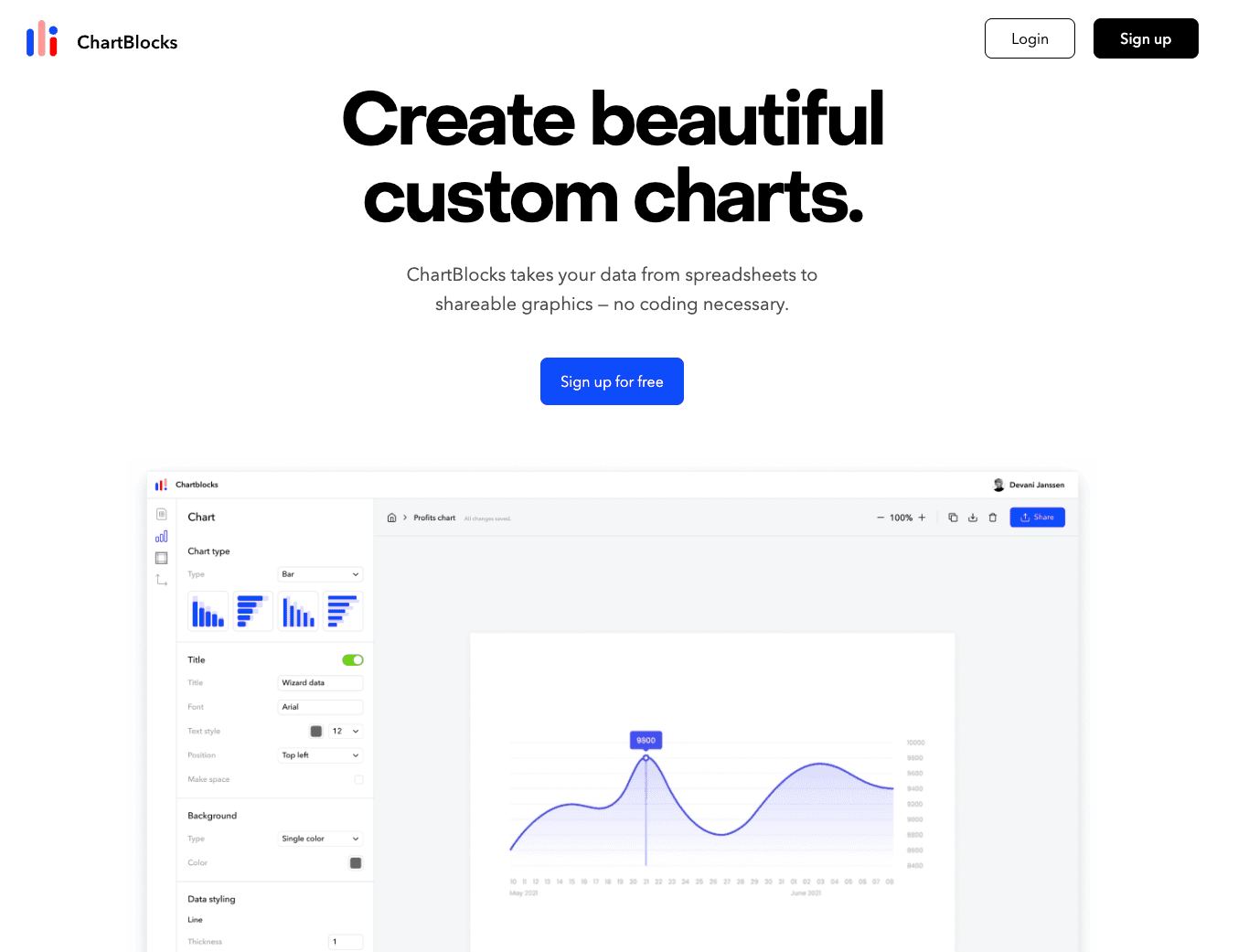 Chartblocks homepage Chartblocks homepage