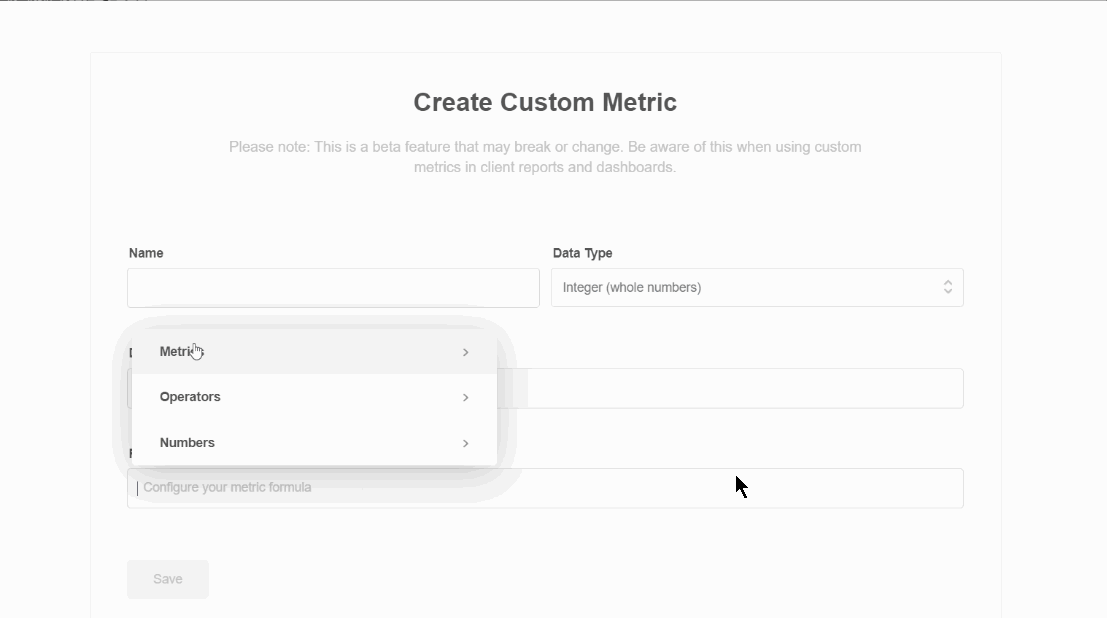 AgencyAnalytics Custom Metrics Feature