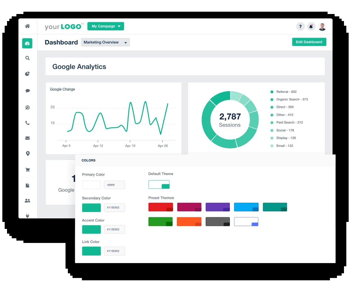 white labeled marketing dashboard color selector example  white labeled marketing dashboard color selector example