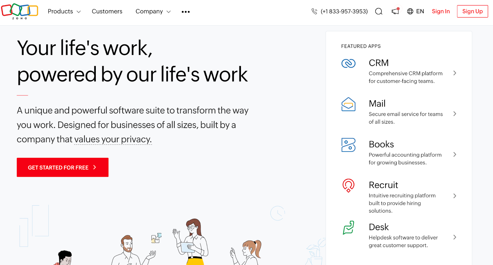 Zoho is a marketing software that combines automated CRM features with email, social media, and push notifications. Zoho is a marketing software that combines automated CRM features with email, social media, and push notifications.