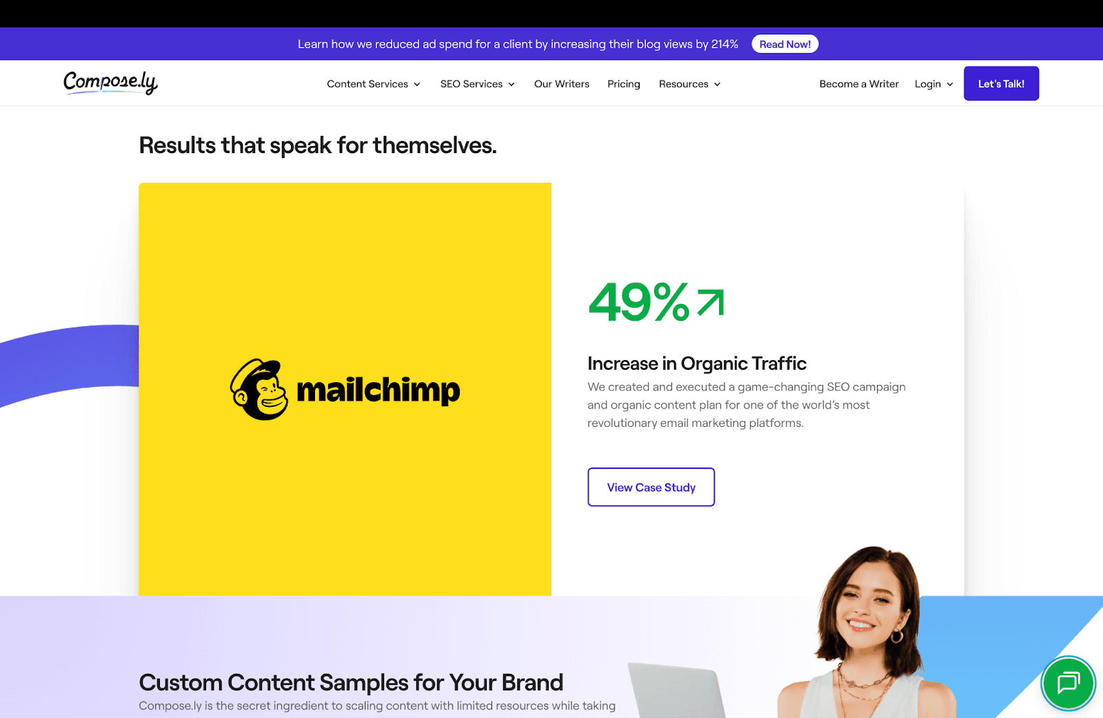 Mailchimp, the email marketing platform used by millions of small businesses, became the first big logo on Compose.lyâs roster. Mailchimp, the email marketing platform used by millions of small businesses, became the first big logo on Compose.lyâs roster.