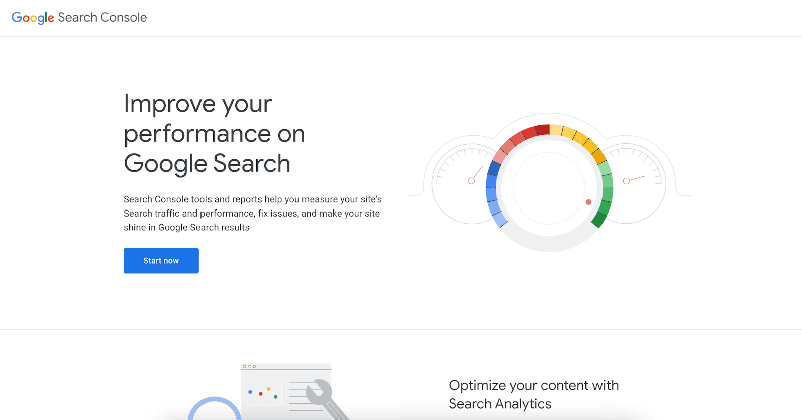 Google search console homepage Google search console homepage