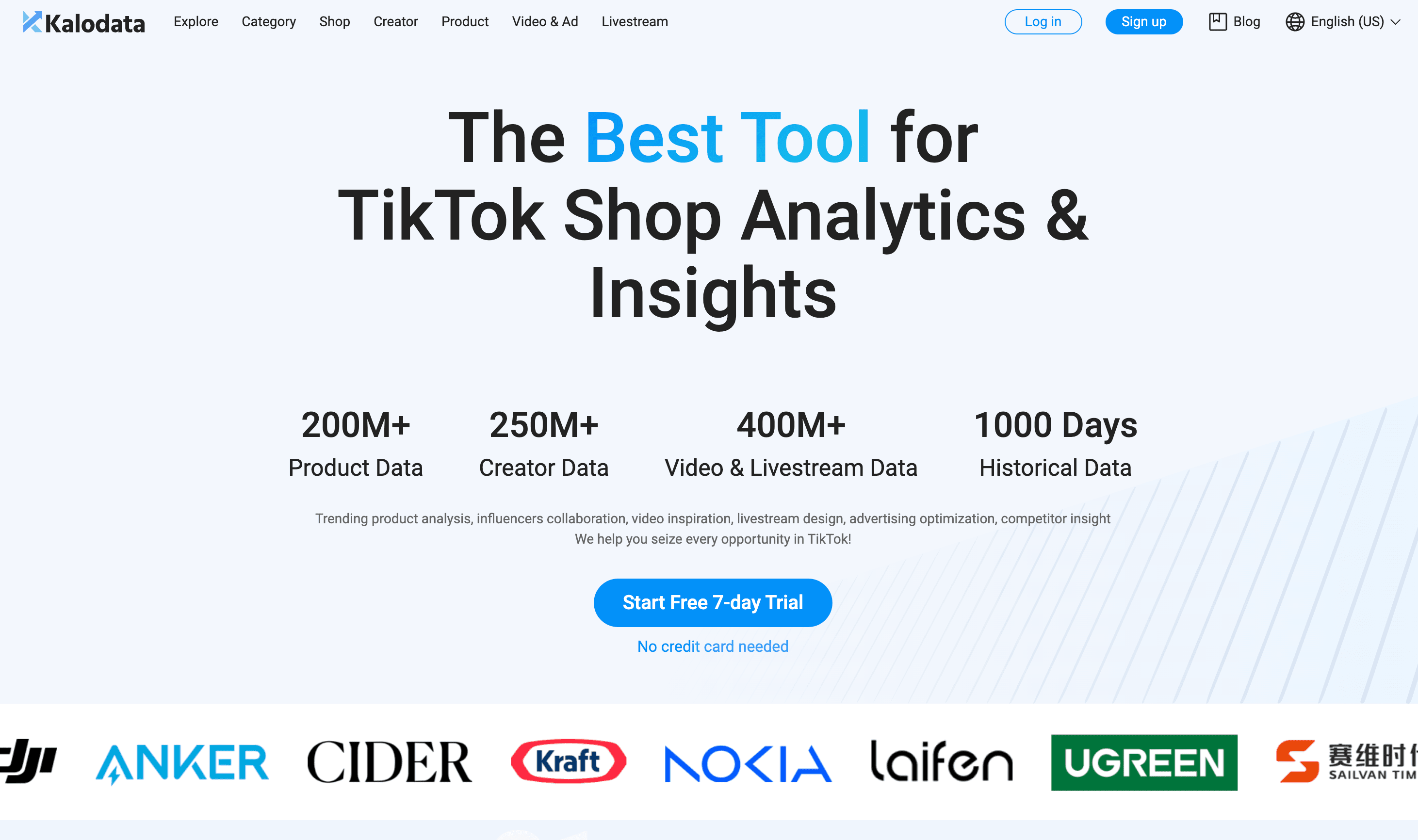 Kalodata offers robust visualizations, creator intelligence, and comprehensive comparisons across various industries for TikTok analytics. Kalodata offers robust visualizations, creator intelligence, and comprehensive comparisons across various industries for TikTok analytics.