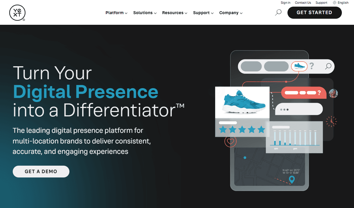 A screenshot of the Yext website homepage A screenshot of the Yext website homepage