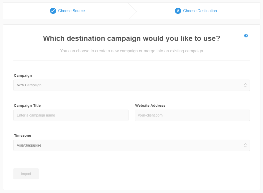 selecting the campaign for the keyword ranking history 