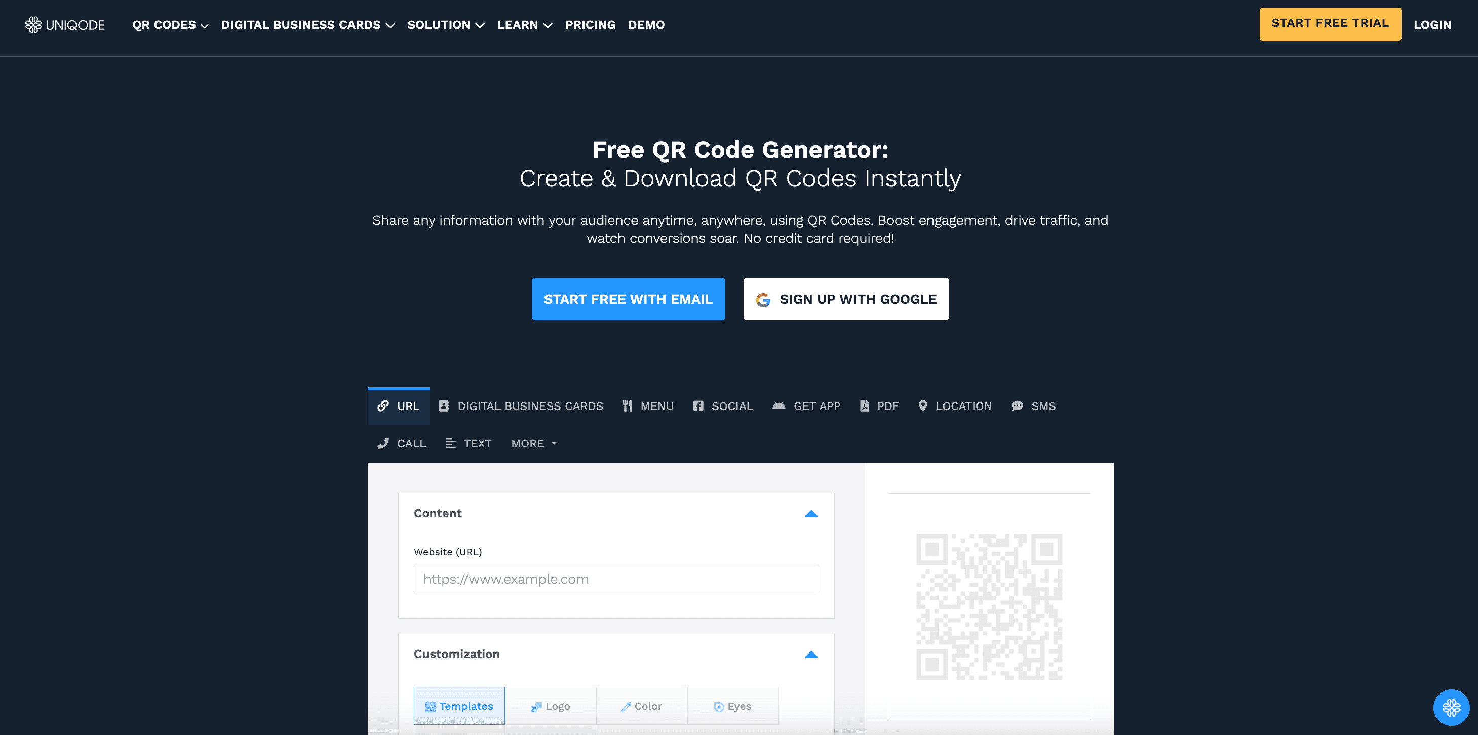 Uniqode QR Code Generator Homepage Uniqode QR Code Generator Homepage