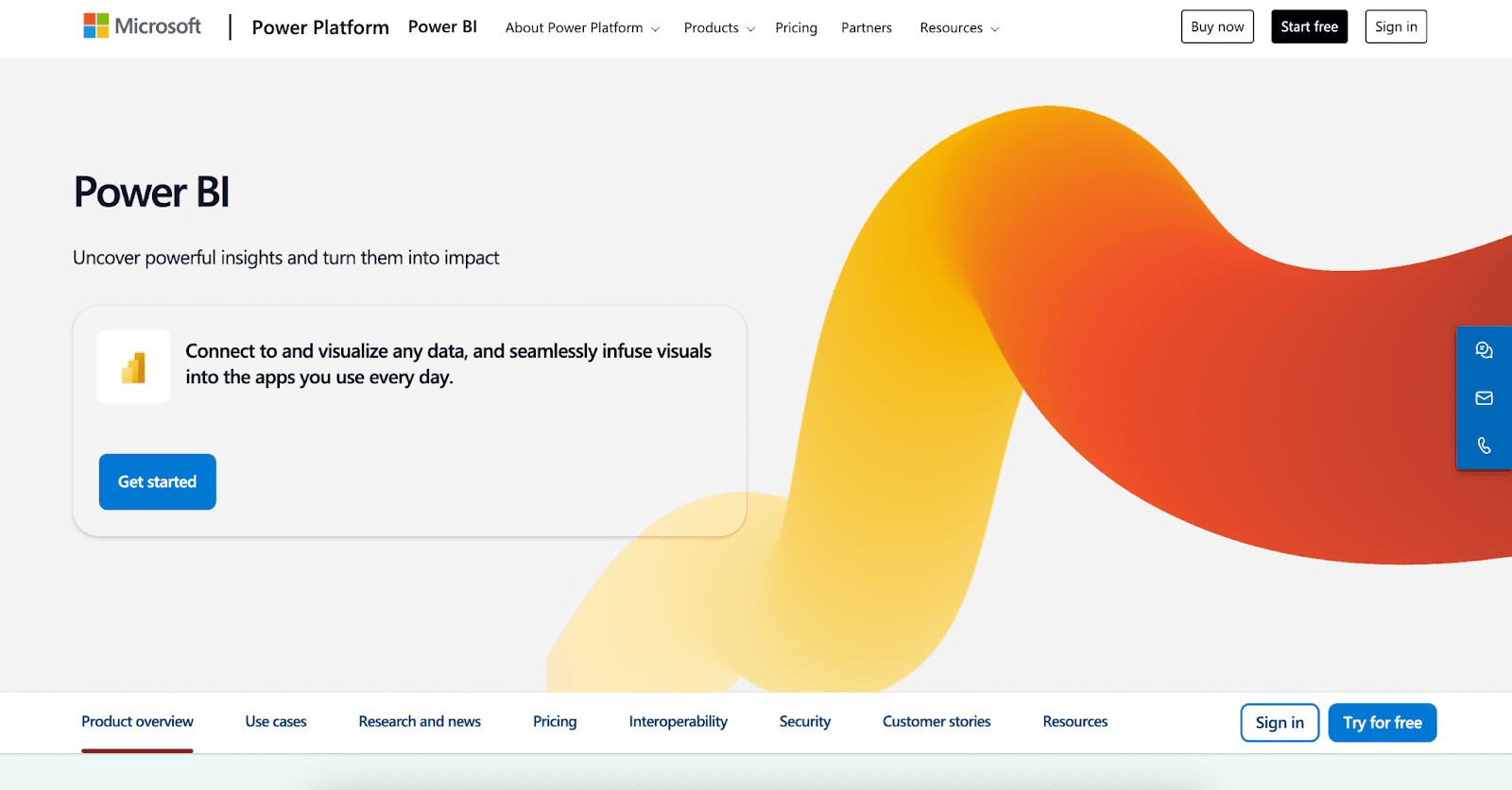 Microsoft Power BI homepage Microsoft Power BI homepage