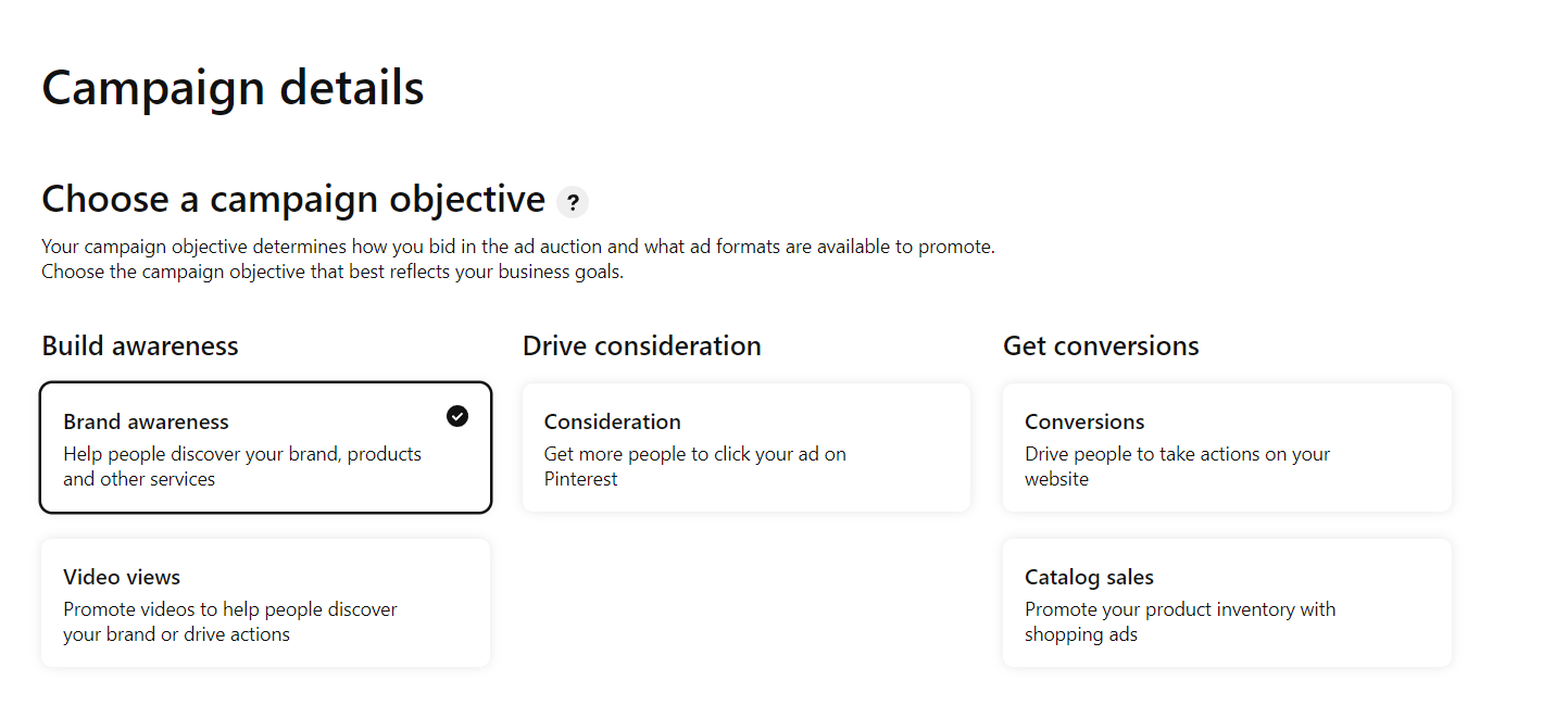 Pinterest - Campaign Objective Example Pinterest - Campaign Objective Example