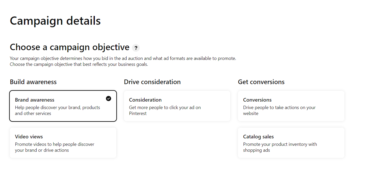 Pinterest - Campaign Objective Example