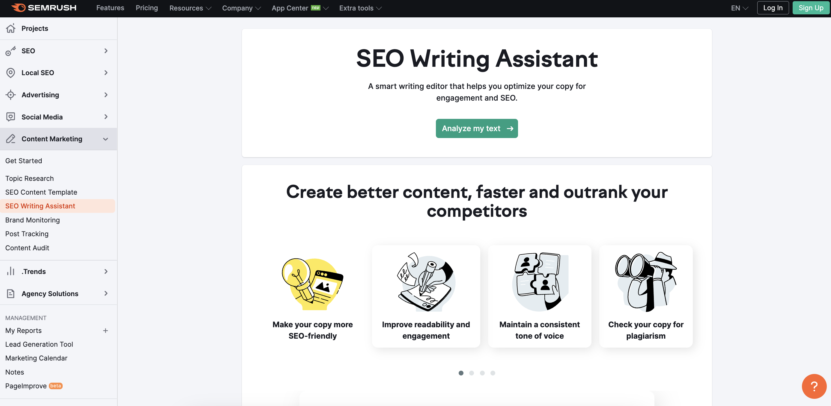 Semrush SEO Writing Assistant AI Software