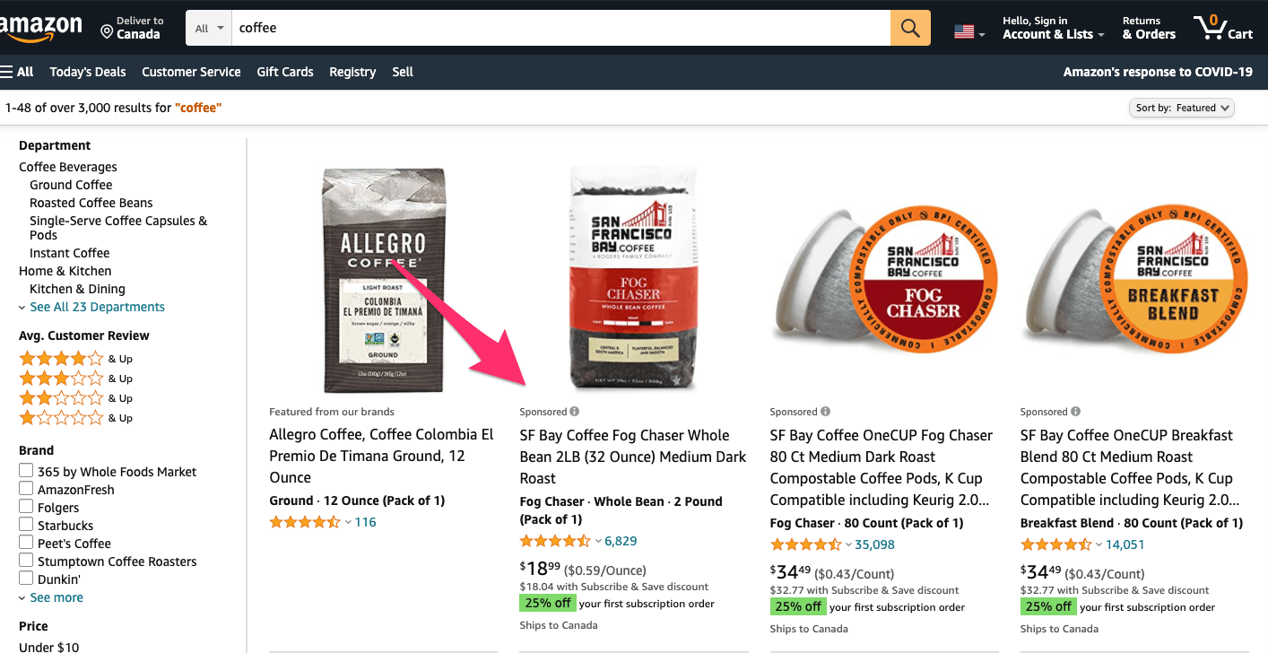 Amazon Ads Example Screenshot