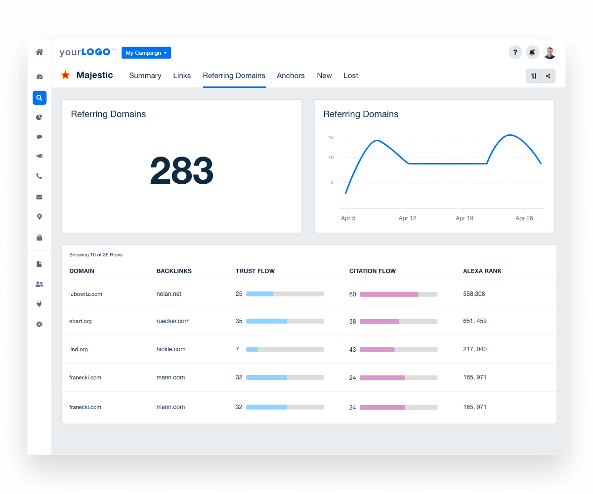 Backlink Monitor dashboard report