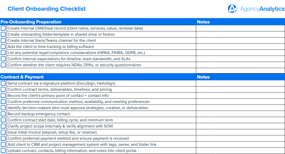 Download the free client onboarding checklist Download the free client onboarding checklist