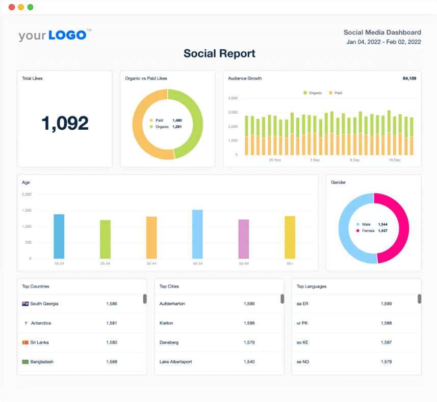 AgencyAnalytics Social Media Report Template 