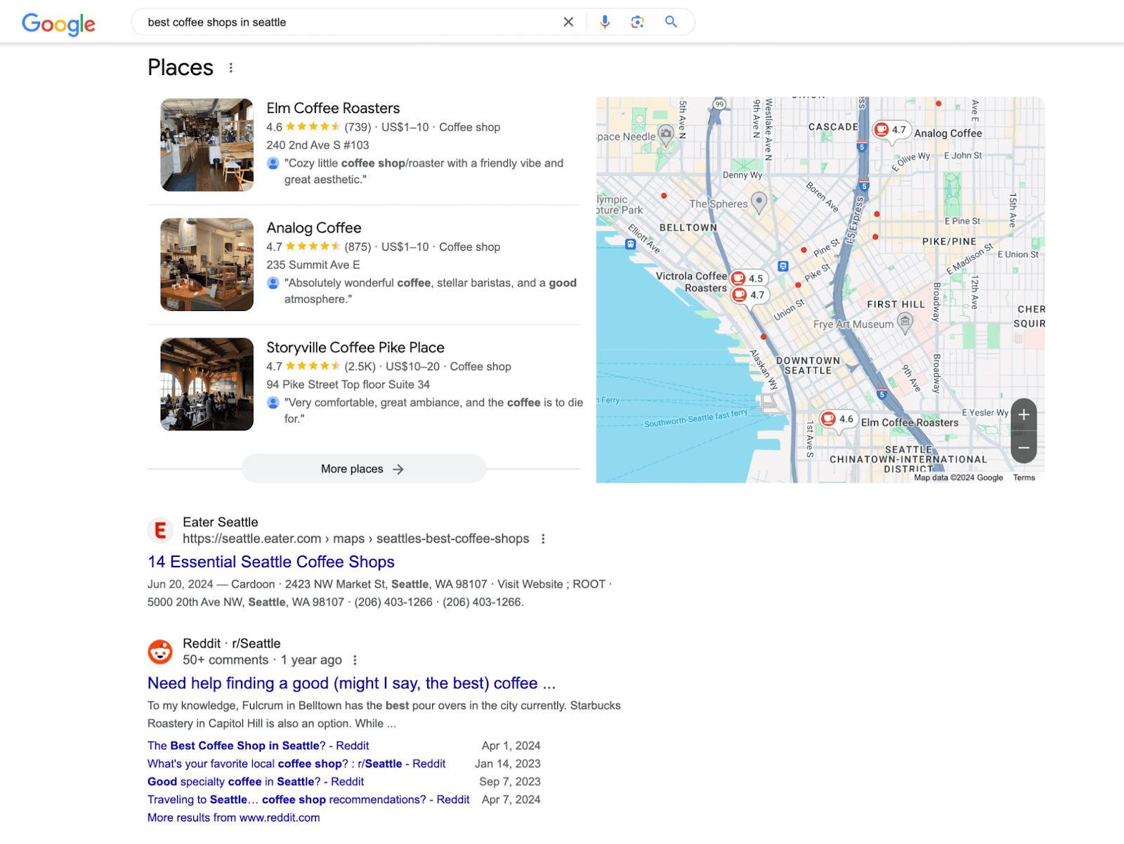Google local search example Google local search example