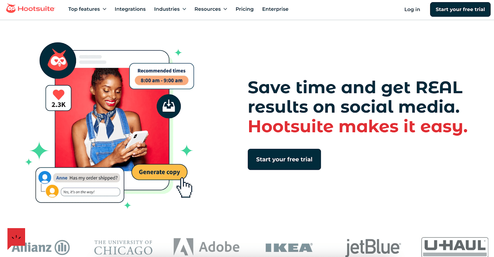 Hootsuite homepage Hootsuite homepage