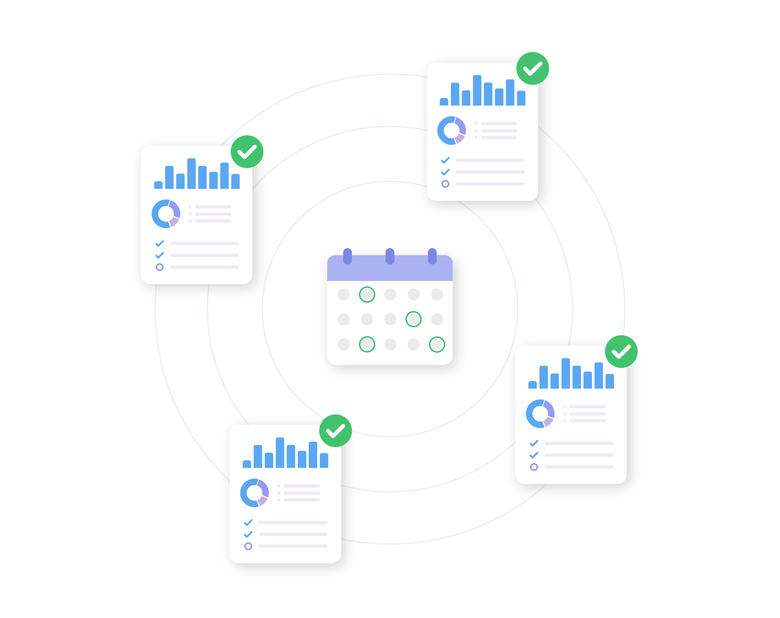 Stylized graphic of automated client reporting