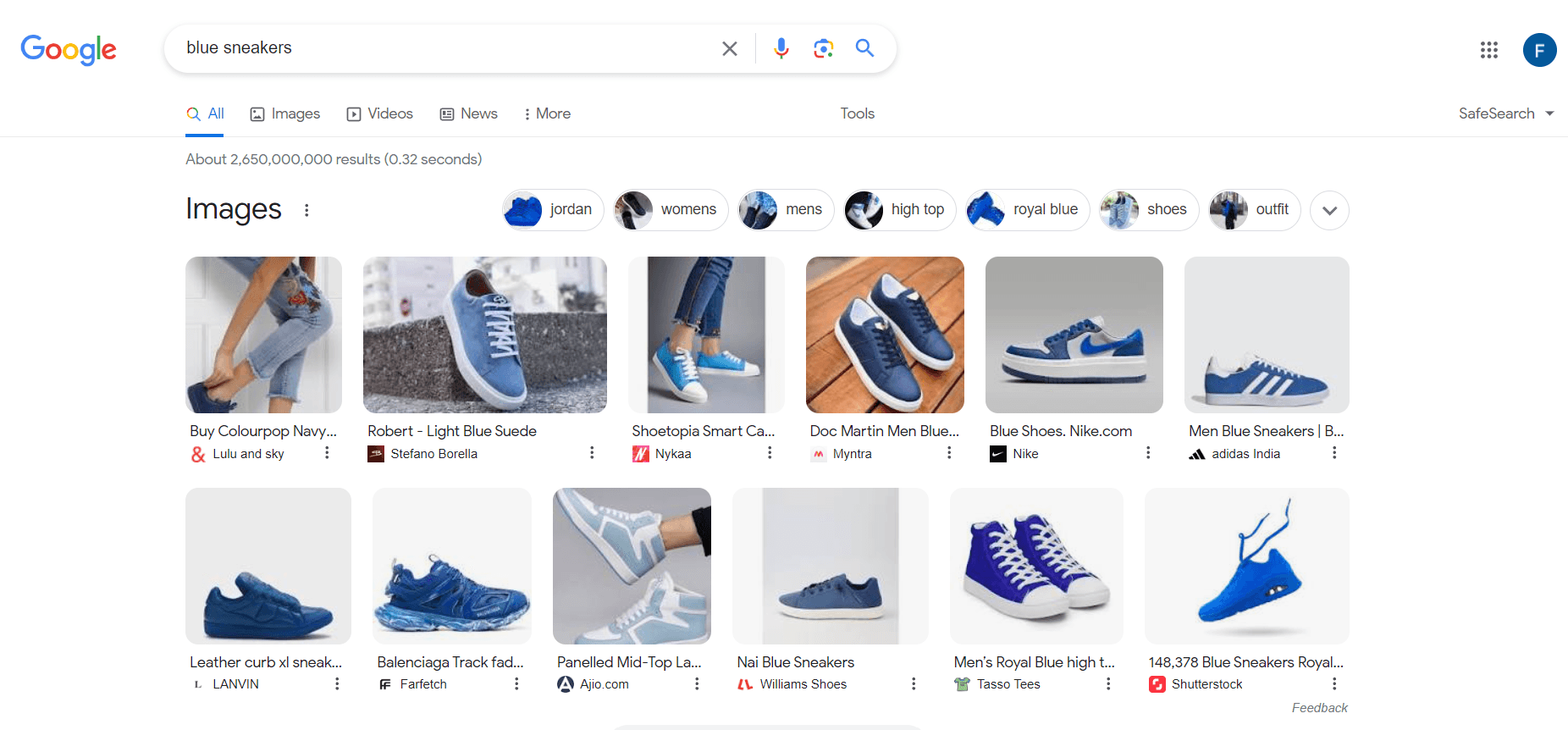 Google SERP image pack example Google SERP image pack example