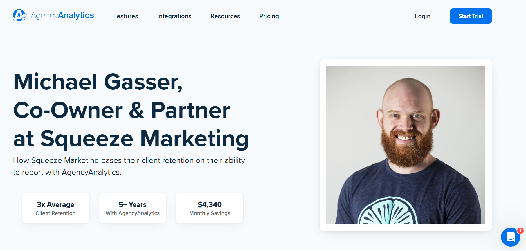 AgencyAnalytics Michael Gasser Case Study Page