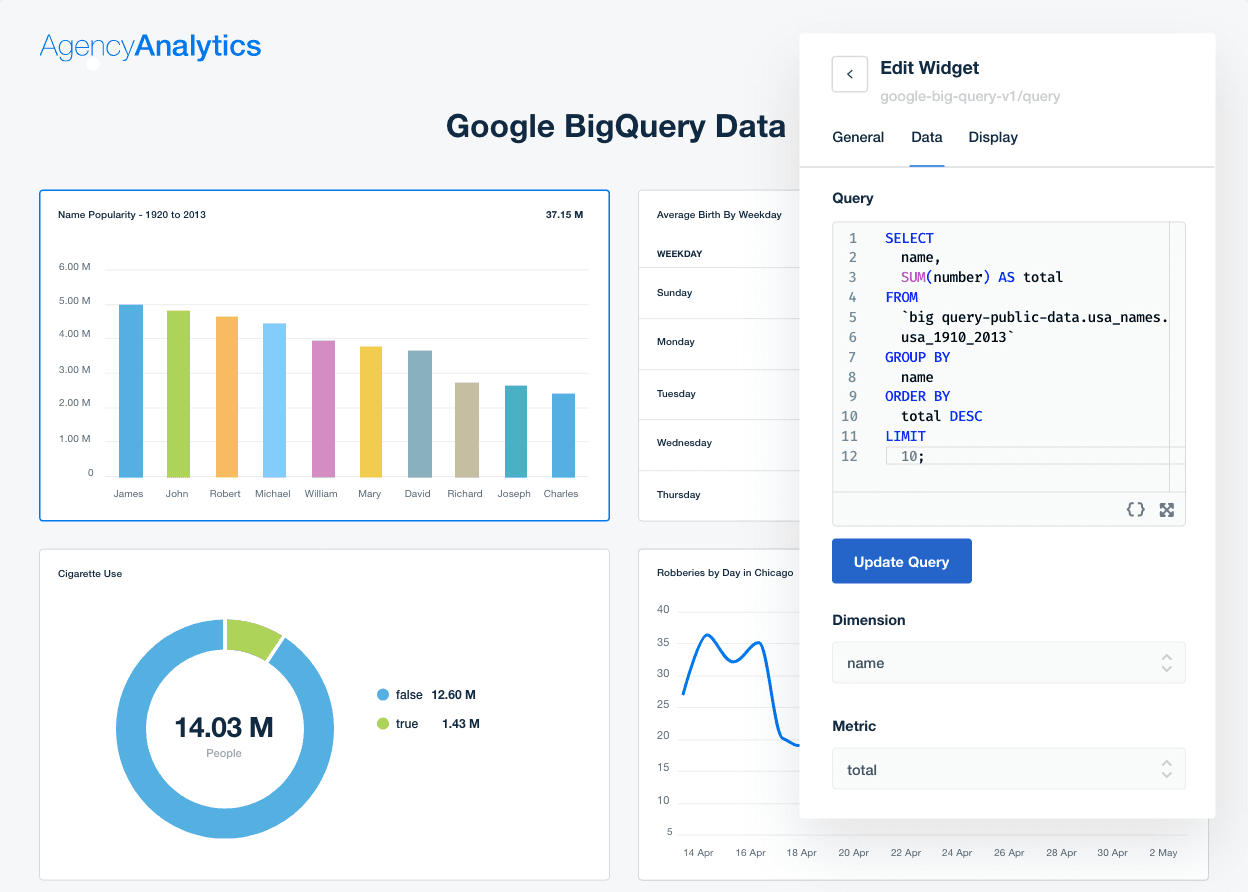 Connect Google BigQuery instance to your client reports & dashboards Connect Google BigQuery instance to your client reports & dashboards