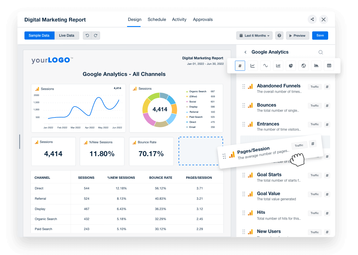 drag-and-drop report builder example